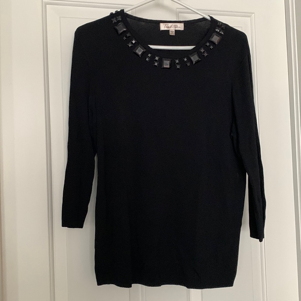 Sweater with square button detailing at the neck